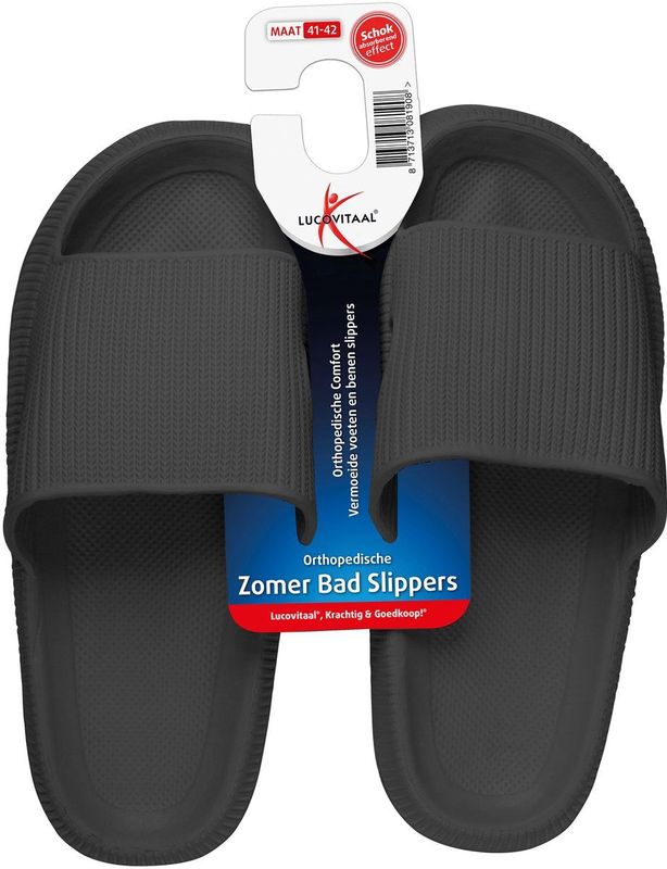 Lucovitaal Orthopedische Bad Slippers Zwart 1 paar