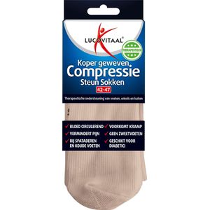 Lucovitaal - Compressie Koper Sok - Beige - Geweven - Steunkousen