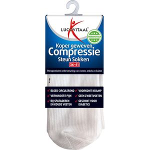 Lucovitaal Compressie Steun Sokken Wit maat 36-41 1 paar