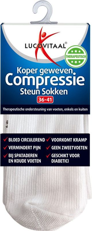 Lucovitaal Compressie Steun Sokken Wit maat 36-41 1 paar