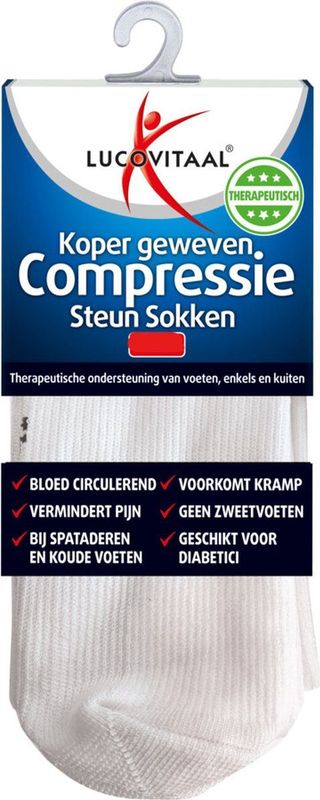 Lucovitaal Compressie Steun Sokken Wit maat 42-47 1 paar