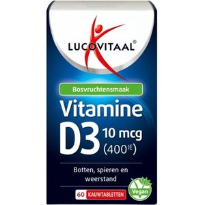 Lucovitaal D3 10 mcg (400Ie) Vitamine Vegan Kauwtabletten 60 kauwtabletten