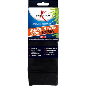 Lucovitaal Bamboe wandel werk sportsokken maat 39-42 (1paar)