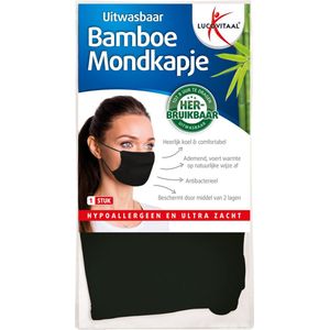 Lucovitaal - Bamboe Mondkapje - Zwart - Antibacterieel - Hypoallergeen