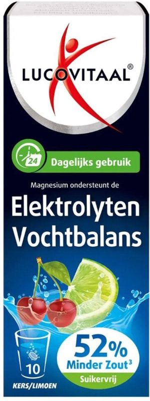 Lucovitaal - Elektrolyten - 10 Bruistabletten - Limoen/Kerssmaak