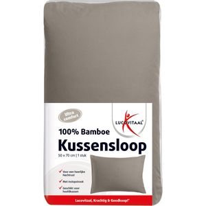 Lucovitaal - Kussensloop - Taupe - Bamboe - 50x70cm