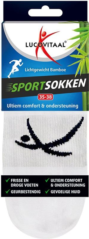 Lucovitaal - Sportsokken - Bamboe - Wit - 1 paar