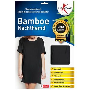 Lucovitaal - Bamboe Nachthemd - Zwart