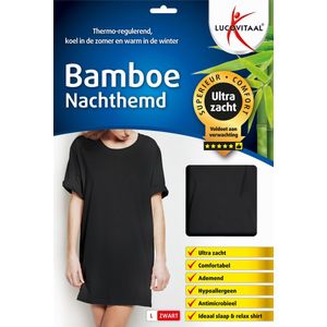 Lucovitaal - Bamboe Nachthemd - Zwart - Bambolux® Bamboevezel