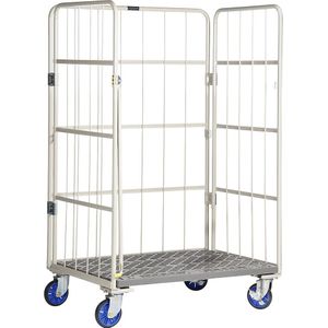 PRESTAR Rolcontainer, draagvermogen 500 kg, hoogte 1700 mm, b x d = 1100 x 800 mm, kunststofplaat