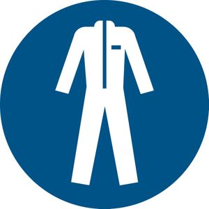 Pictogram bordje Beschermende werkkleding verplicht | Ø 100 mm - verpakt per 2 stuks