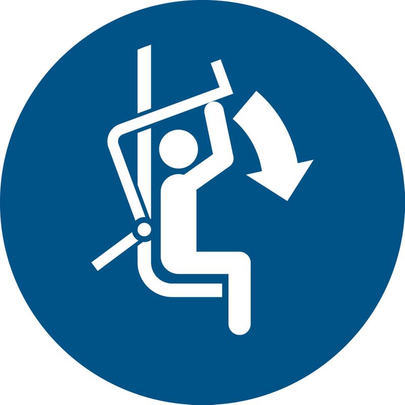 Pictogram bordje Stoeltjeslift sluiten | Ø 300 mm - verpakt per 2 stuks