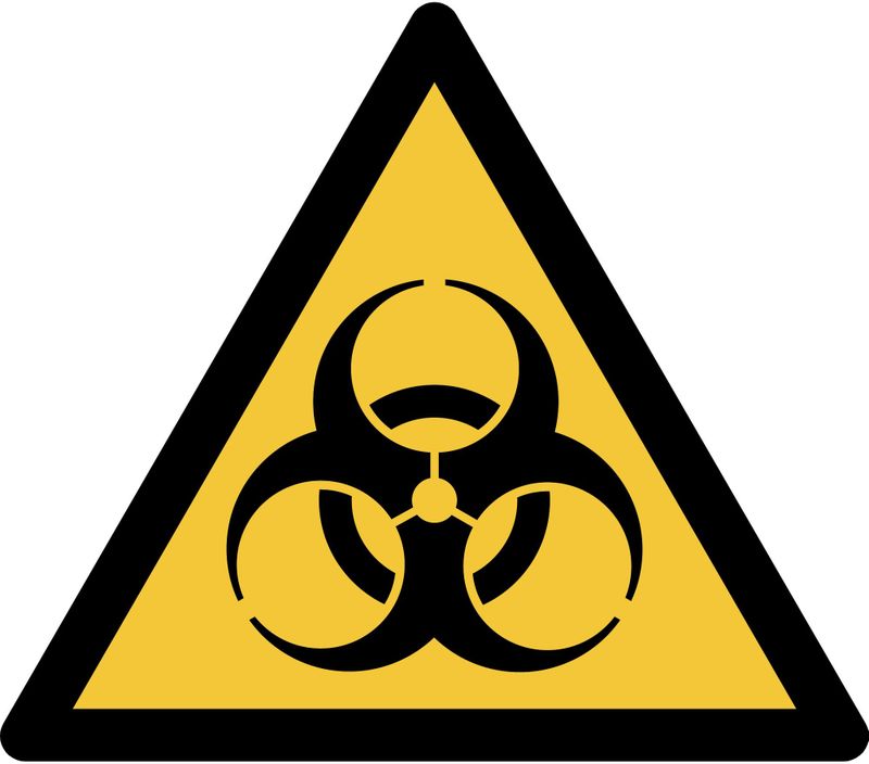 Pictogram bordje Waarschuwing: biologisch gevaar | 300 * 264 mm - verpakt per 2 stuks