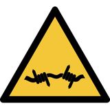 Pictogram bordje Waarschuwing: prikkeldraad | 300 * 264 mm - verpakt per 2 stuks