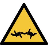 Pictogram bordje Waarschuwing: prikkeldraad | 300 * 264 mm - verpakt per 2 stuks