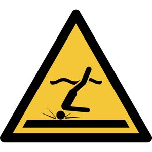Pictogram bordje Waarschuwing: ondiep water | 200 * 176 mm - verpakt per 2 stuks