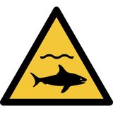 Pictogram bordje Waarschuwing: haai | 300 * 264 mm - verpakt per 2 stuks