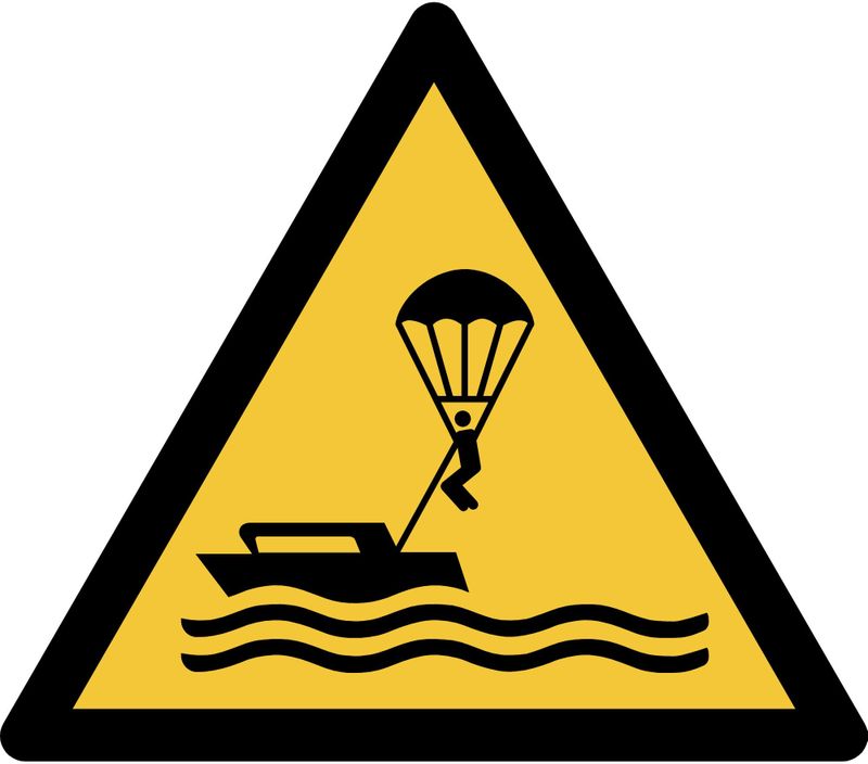 Pictogram bordje Waarschuwing: parasailing | 300 * 264 mm - verpakt per 2 stuks