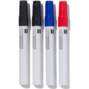 HEMA Merkstiften Permanent Zwart/blauw/rood - 4 Stuks