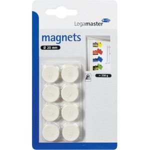 Legamaster - Magneet 20mm 250gr wit 8 stuks | Blister a 8 stuk | 10 stuks