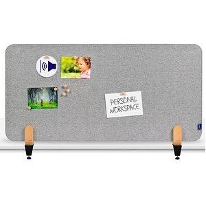 Legamaster Akustik-Tischtrennwand Elements, PET-Kern, Stoffoberfläche pinnbar, inkl. 2 Tischklemmen, B 1200 x H 600 x T 21 mm, quiet grey