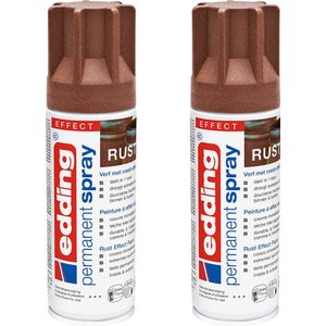edding 5200 permanent spray - roest effect mat - 2 stuks - 200 ml per stuk - direct dekkend – 1,4 t/m 2 m2 oppervlak - carnaval spullen versieren - lakken en versieren van bijna alle oppervlaktes en ondergronden - lakspray, acrylspray, verfspray