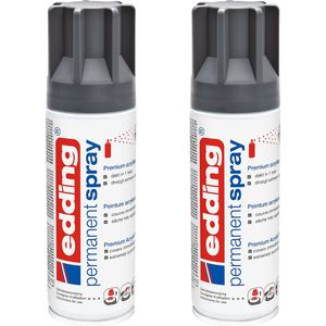 edding 5200 permanent spray - antraciet mat - 2 stuks - 200 ml per stuk - direct dekkend – 1,4 t/m 2 m2 oppervlak - acrylverf voor het lakken en versieren van glas, metaal, hout, keramiek, kunststof, canvas - lakspray, acrylspray, verfspray