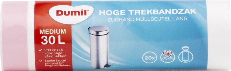 Dumil Afvalzakken met Trekband 30L - 1 rol = 20 Stuks