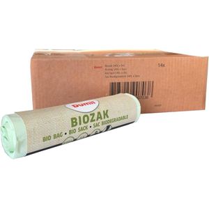 Biozakken 140 liter groen - 42 containerzakken - 70x125 cm composteerbaar - Doos 14 rollen à 3 zakken