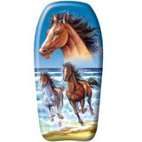 Bodyboard paarden - kunststof - bruin/blauw - 82 x 46 cm