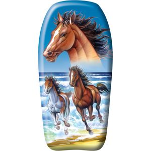 Bodyboard paarden - kunststof - bruin/blauw - 82 x 46 cm - Bodyboard