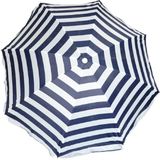 Parasol - blauw/wit - gestreept - D120 cm - UV-bescherming - incl. draagtas