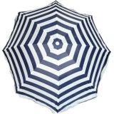 Parasol - blauw/wit - gestreept - D200 cm - UV-bescherming - incl. draagtas