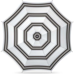 Parasol - zwart/wit - gestreept - D180 cm - UV-bescherming - incl. draagtas