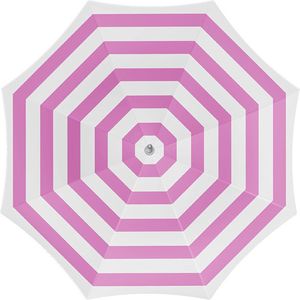 Parasol - fuchsia/wit - gestreept - D180 cm - UV-bescherming - incl. draagtas