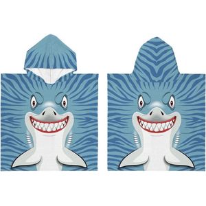 Haai - Kinderponcho - Microfiber - Capuchon - 120 x 60 cm