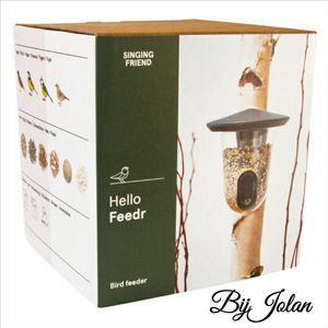 Singing Friend vogelvoederhuisje FeedR antraciet 18,5 x 20 x 20,5 cm