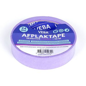 Afplaktape - Paars - 24 mm x 50 m - Voor Gevoelige Ondergronden