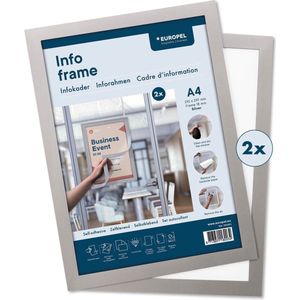 Europel wissellijst zelfklevend – Posterlijst – Magnetisch frame – A4 – 21 x 29,7 cm – Set van 2 stuks – Zilver