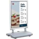 Europel Stoepbord met Swing - Kliklijst A1 formaat - 59,4 x 84 cm - 35 mm frame - Dubbelzijdige presentatie - Waterbestendig - Met wieltjes en te vullen met zand/water