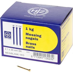 Hjz Messing nagels bombe kop 2.1 x 30mm 1kg