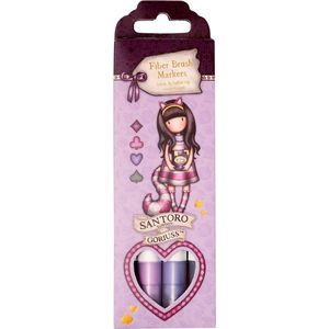 Studio Light Gorjuss Lost in Wonderland Fiber Brush Markers Blues,Black,Brown