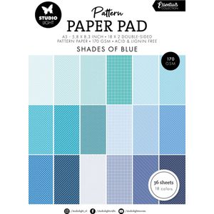 Paper pad A5 36 vel - Double sided pattern Shades of blue nr. 165