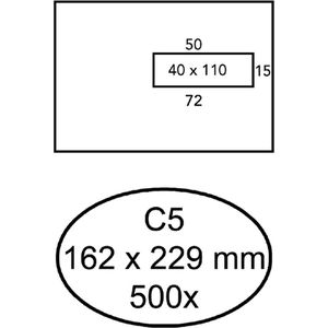 Quantore - Envelop 162x229mm venster 4x11cm rechts zelfkl 500s
