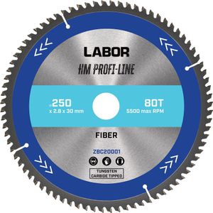 Labor HM Cirkelzaagblad - 250x30x2,8mm - 80T - Geschikt voor Glasvezel