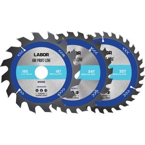 Labor HM Cirkelzaagblad - 165x30x2,2mm - Hout - 16,24,30T - 3 Stuks