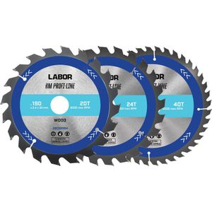 Labor HM Cirkelzaagblad - 190x30x2,4mm - Hout - 20,24,40T - 3 Stuks