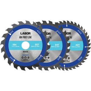 Labor HM Cirkelzaagblad - 184x30x2,4mm - Hout - 20,24,40T - 3 Stuks