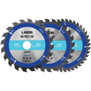 Labor HM Cirkelzaagblad - 190x30x2,4mm - Hout - 20,24,40T - 3 Stuks