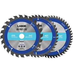 Labor HM Cirkelzaagblad - 235x30x2,6mm - Hout - 24, 40, 48T - 3 Stuks